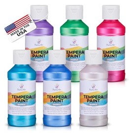 Washable Tempera Paint Set – 6 Colors, 4 fl oz Bottles, Non-Toxic Kid-Safe School & Craft Paint, Easy Cleanup, Thick Creamy Coverage, Classroom Art Supplies, Made in USA (Pearlescent)