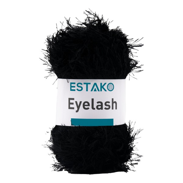 Estako Eyelash, 100% Polyester Yarn, Soft, Fuzzy for Crochet and
