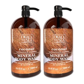Dead Sea Collection Coconut Body Wash – Hydrating Shower Gel with Dead Sea Minerals & Coconut Oil – Scented Body Wash for Dry & Sensitive Skin – For Women & Men – Pack of 2 (67.6 fl oz)
