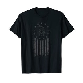 Tactical Black, Gadsden Flag Snake, Betsy Ross Stars T-Shirt
