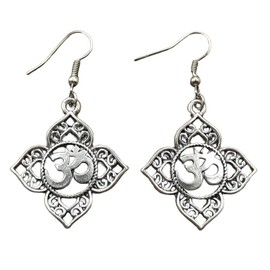 EXINOX Traditional Buddhist Earrings | Women | Earrings by OHM om Aum Buddha Lotus Yoga Zinc, Zinc