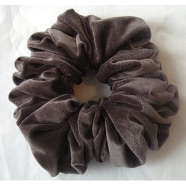 Charcoal Gray Velvet Scrunchy - Jumbo