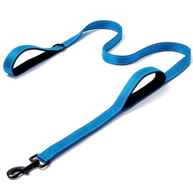 Heavy Duty Dog Leash - 2 Handles by Padded Traffic Handle for Extra Control, 6foot Long - Perfect for Medium to Large Dogs (Dark Blue, 6 ft)