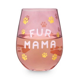 Fur Mama 20 oz Stemless Wine Glass by Blush, Pink