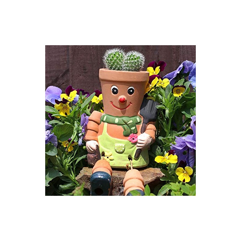 Something Different Terracotta Pot Man - 21cm x 9.5cm, Whimsical
