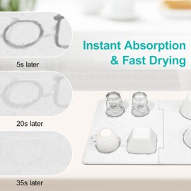 Luxspire Stone Drying Mat for Kitchen Counter Large Fast-Absorbing Dish Drying Mat Non-Slip Drying Pad for Dishes, Utensils, Cups Waterproof Counter Protector for Kitchen Bathroom, White
