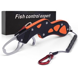 YOZOTA Fish Grip, Aluminum Alloy, Rust Resistant, Lightweight, Compact Design, Load Capacity 44.1 lbs (20 kg), Lightweight, Carabiner Included, Spiral Cord Included, Sea Fishing, Pond Fishing, Bass