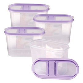 Bestlivings Storage Jars with Lid, 1.4 Litres (Pack of 4, Purple), Airtight Container, BPA-Free, Storage Container Set, Food Storage Containers, Hinged Lid