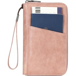Lumbor37 Porta Pasaporte, RFID para Pasaporte Familiar, Organizador de Documentos de Viaje, Capacidad para 4 Pasaportes – Rosa