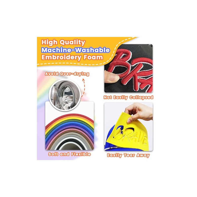 New brothread - 15 Options- 6PCS Embroidery Puffy Foam 9″x12″