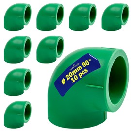 Pack of 10 Pipe Connectors Thermal Welding with 90 Degree Angle Diameter 20 mm Made of Polypropylene MONTERAL