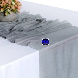 MDS Pack of 25 Wedding 12 x 108 inches Chiffon Table Runner for Wedding, Decorations for Birthday Parties, Banquets, Graduations, Engagements, Runners fit Rectangle, Round Table - Gray