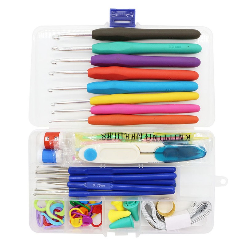 Crochet Hook Set Assorted Size TPR Soft Handle Sturdy Aluminium