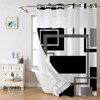 Vostolaiv No Hook Shower Curtain Black Geometric Shower Curtains with