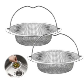 2 Pack Kitchen Sink Strainer, Stainless Steel Drain Strainer with Lift-up Handle, 7.5cm Anti Clogging Sink Sieve Food Catcher Basket, 11cm Outer Rim,Sink Food Catcher