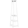 Roundhill Furniture Vassen Coat Rack with 3-Tier Storage Shelves, White