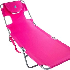 Ostrich 72" x 22" Chaise Lounge Portable Lightweight Reclining Lounger, Outdoor Patio Beach Lawn Camping Pool Tanning Chair, Pink - Color: Pink, size: 77.16 x 24.6 x 13.4 inches assembled