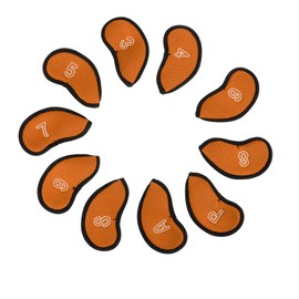 10pcs Golf Iron Covers Set with Numbers Waterproof Golf Head Cover Protective Headcover for Court Exercise Orange