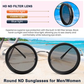 Amazefull Adjustable Sunglasses Stepless, Using ND filter, adaptive Sunglasses,1-9 Levels for outdoors - Eyewear with Adjustable fit