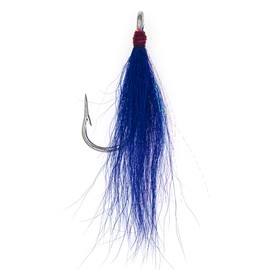 8pcs Bucktail teasers Saltwater Fishing Hooks Fluke Flounder Hi Lo Fishing Rig Skirt Fishing Jig Hooks (Blue, Black)