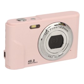Cámara Digital, HD 1080P 48MP Vlogging Cámara para Niños Videocámara con Pantalla IPS de 2,4 Pulgadas, Zoom 16X Autofocus Compacto Mini Cámara de Bolsillo Regalos para Estudiantes (hada rosa)