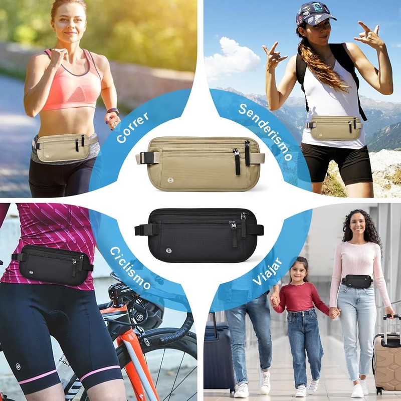 Pack de 2 Cangureras de Viaje Antirrobo con RFID, Ultrafinas
