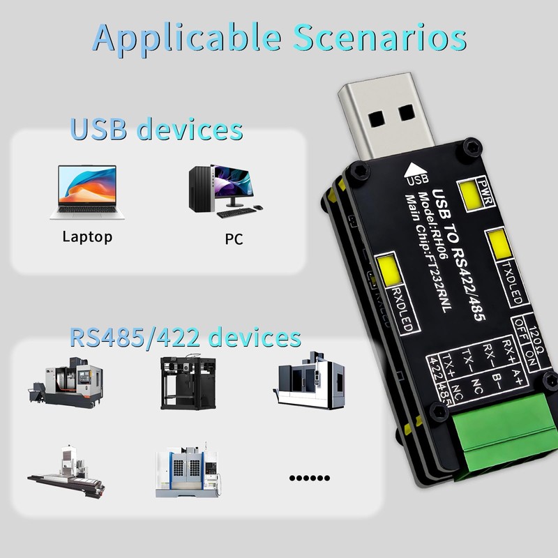 Jhoinrch USB to RS485 RS422 Converter Adapter