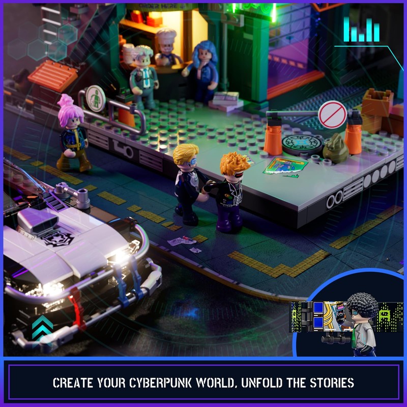 FUNWHOLE Police Patrol Car Lighting Building-Bricks Set - Cyberpunk City