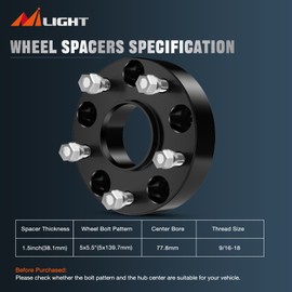 Nilight 5x5.5 Wheel Spacers for Ram 1500 2002 2003 2004 2005 2006 2007 2008 2009 2010 5x139.7mm,1.5 inch Wheel Spacers with 77.8mm Hub Bore 9/16 Stud,Compatible with Dodge Durango Dakota-4 PCS