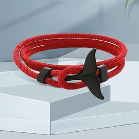 Whale Tail Bracelet for Women Boho Fishtail Bracelet Whaletail Charm Wrap Bracelet Vintage Woven Bracelet Rope Bracelet Jewelry Gift