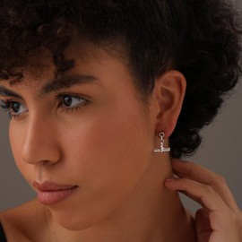 LeCalla 925 Sterling Silver T-Bar Drop Earrings for Women | Horizontal T Bar Charm Studs Earring | Silver Bar Dangle Stud Earrings Jewelry 20MM