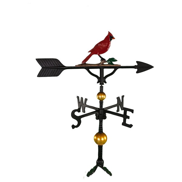 Montague Metal Products 32-Inch Deluxe Weathervane with Color Cardinal Ornament
