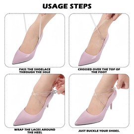 FERCAISH 1 Pair Transparent High Heels Straps, Removable TPU Shoelaces, Anti-Loose Shoe Straps with Buckle, Women's Shoelaces for High Heels, Transparent