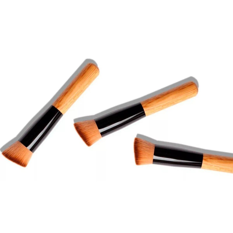 Universo en Linea Brocha Maquillaje Base Punta Diagonal Madera +