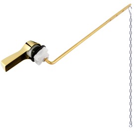 Hibbent Universal Metal Front Mount Toilet Handle Replacement Kit, Brass Toilet Flush Tank Lever with Stainless Steel Flapper Chains for Most Toilets, Shiny Gold