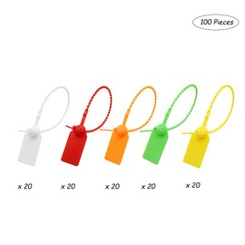 Pack of 100 Cable Tie Tags, 250 mm Self-Locking Cable Ties, Colourful Cable Tie Labels, Easy to Use, Used for Shoes, Clothing and Luggage Tags (5 Colours)