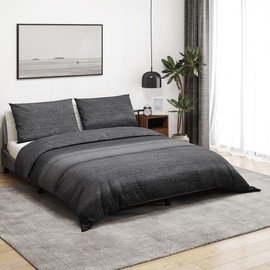 vidaXL Bed Linen Set, Duvet Cover in Elegant Look, Duvet Cover Pillowcase with Hidden Button Closure, Duvet Cover, Dark Grey, 135 x 200 cm, Cotton