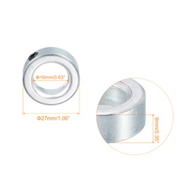 sourcing map 2 Pack Shaft Ring Adjustment Rings 5/8 Inch Mounting Ring Galvanised Carbon Steel Set Shaft Sleeve Screw Clamps Optical Axis Guide Rail Silver Tone
