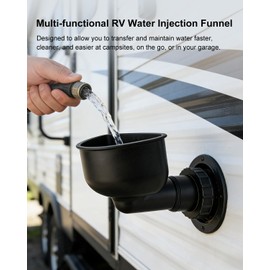 RV Water Inlet Hatch Funnel, Wide Mouth Multipurpose Fresh Funnel with Screw-On Cam-Lock, Flexible Heavy-Duty for RV Water Tank Filling Engine Oil Changes Travel Trailer & Camper Maintenance