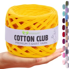 MeriWoolArt® Premium Cotton for Crochet and Macrame, 10mm x 110m Quality Cotton Yarn, T-Shirt Yarn for Handbag, Carpets, Plant Baskets, Throw Pillows and Macrame Wall Hanging or Gift Ribbon