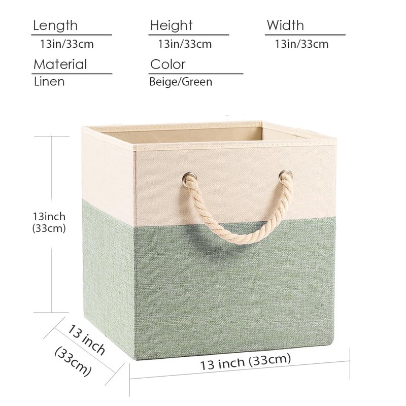 PRANDOM Large Foldable Cube Storage Bins 13x13 inch [4-Pack] Fabric