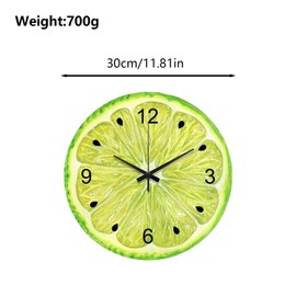 astylishome Wall Clocks for Living Room Creative Hanging Clock Decor Kiwi Fruit Office Lime Non Ticking Modern for Office Home School Bathroom Festival Present 0204