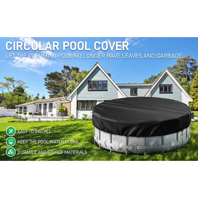 Pool Cover 18 Ft round Pool Cover with Reflective Strips,