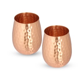 Zap Impex Kupferweingläser 4er-Set Weinbecher aus massivem Kupfer, gehämmert Moscow Mule Copper Tumbler