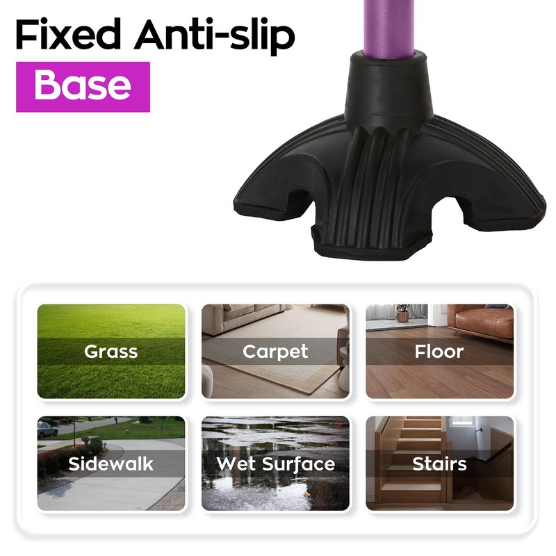 Extended Handle Walking Cane for Men & Women, Solid Base