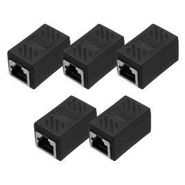 sourcing map 5 Pack RJ45 Ethernet Coupler, Female to Female Cat6 Coupler Ethernet Extension Adapter Network Connector for Cat8/Cat7/Cat6/Cat5e/Cat5,Black