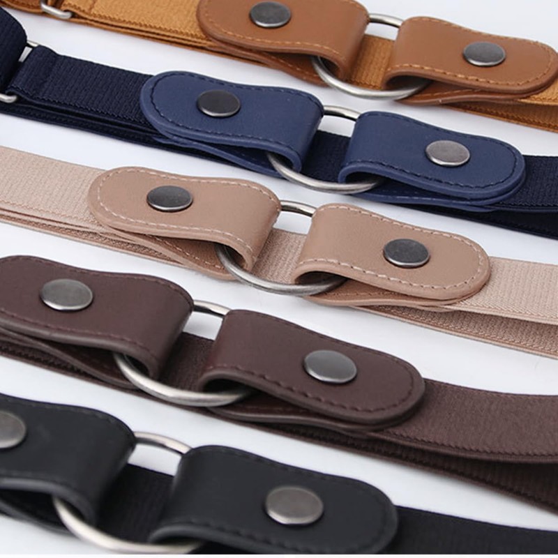 KASSAI Women's Loop Belt with Ring Buckle 2-Way Rubber Belt,