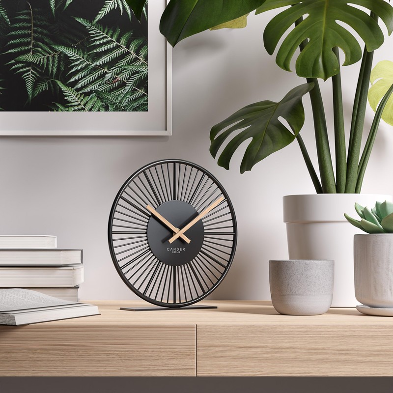 Cander Berlin BLORA Table Clock Silent 18 cm Metal Wooden
