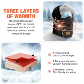 Sukeen Trapper Hats Windproof Winter Hat Water Repellent‌ Warm Hat Lightweight Earflap Hat with Mask for Cold Snow Weather