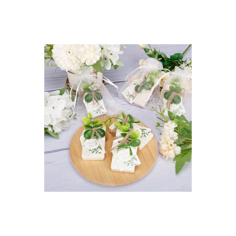 50 jabones hechos a mano para bodas, recuerdos de eucalipto